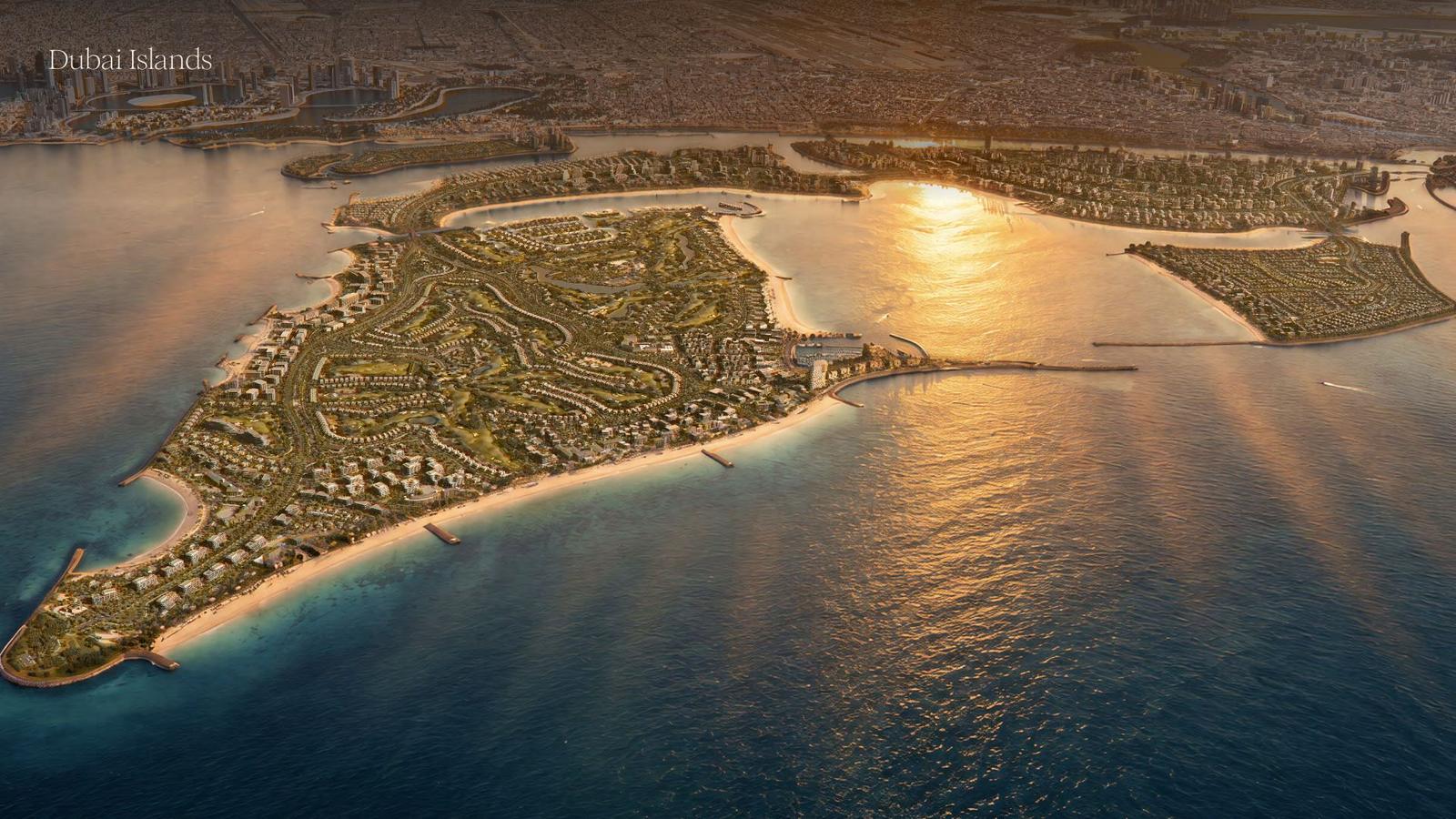 Dubai Islands at sunset